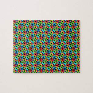 Colourful Soccer Balls Futbol Jigsaw Puzzle