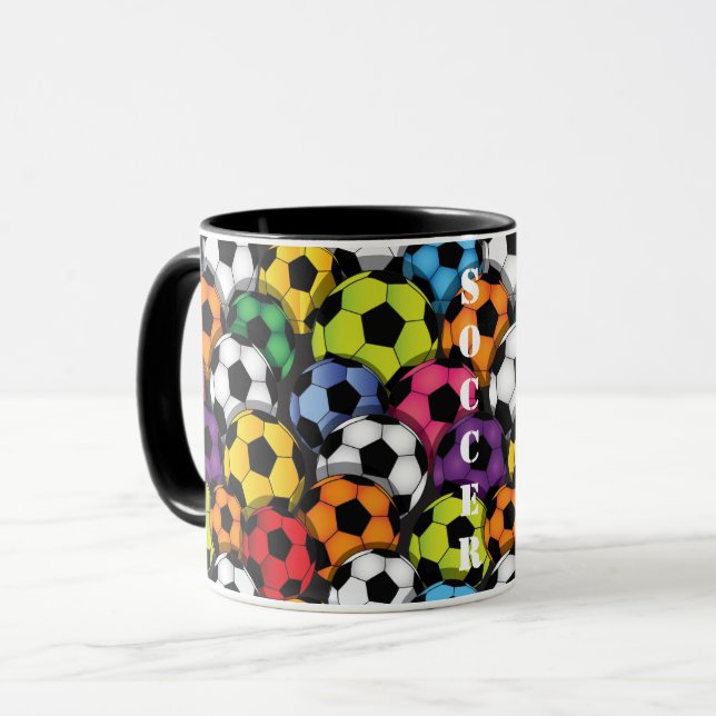 Colourful Soccer Balls Mug (Front Left)