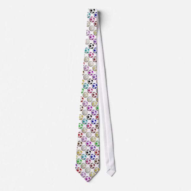 Colourful Soccer Balls Pattern Tie (Front)