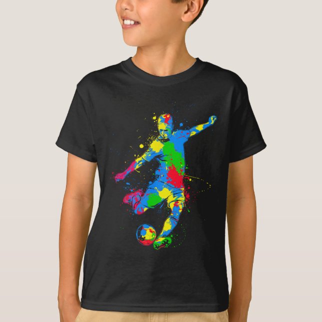 Colourful Soccer Player  T-Shirt (Front)