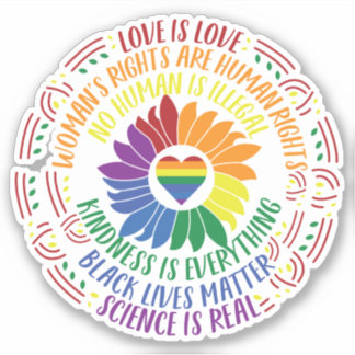 Colourful Social Justice Flower Word Art Car Decal