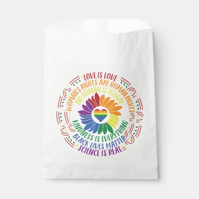 Colourful Social Justice Flower Word Art Favour Bag (Front)