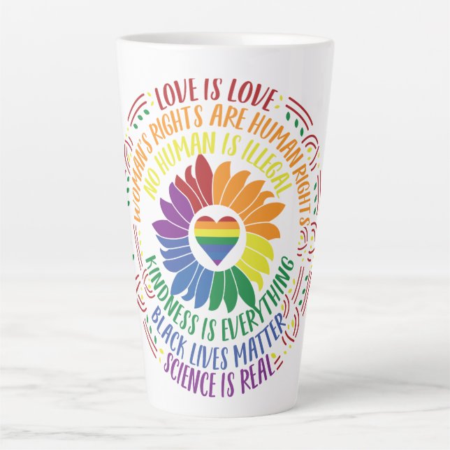 Colourful Social Justice Flower Word Art  Latte Mug (Front)