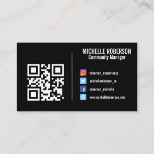 Colourful social media icons QR or logo  Business Card