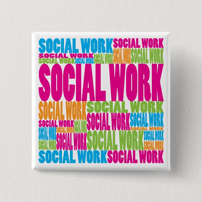Colourful Social Work 2 Inch Square Button (Front)
