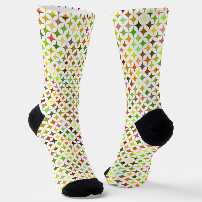 Colourful socks feature a geometric pattern  (Angled)