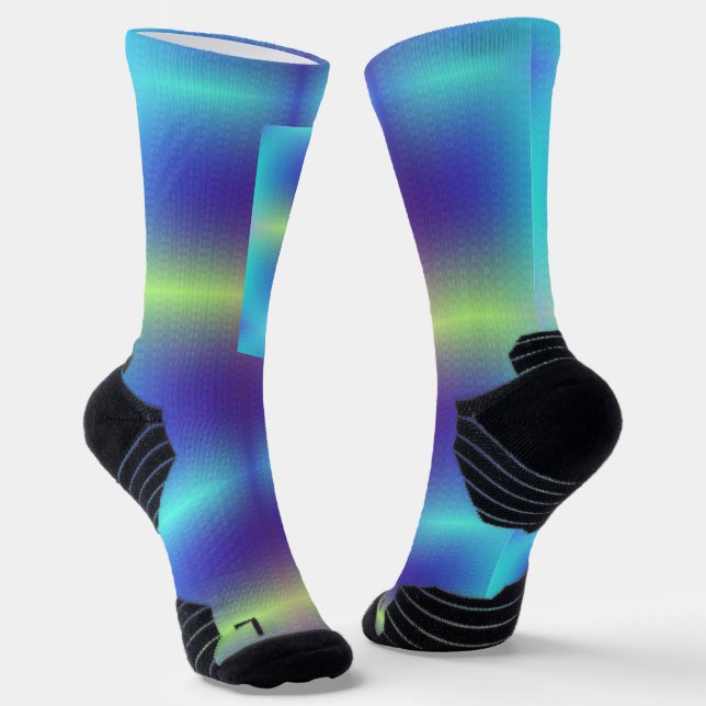Colourful socks with a gradient pattern of blue (Angled)