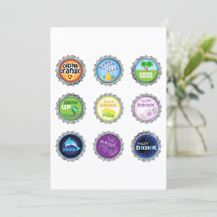 Colourful Soda Bottle Caps Invitation