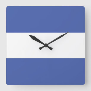 Colourful Soft Blue Modern Wide Nautical Stripes Square Wall Clock
