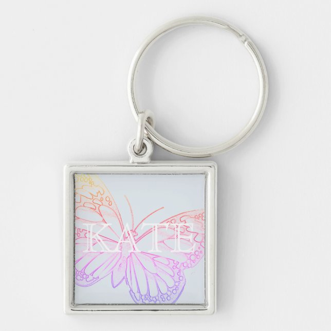 Colourful Soft Butterfly Art Keychain (Front)
