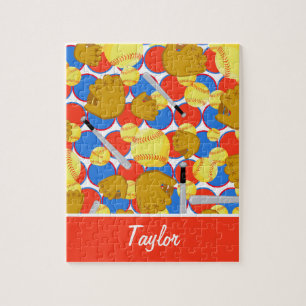 Colourful softball jigsaw puzzle