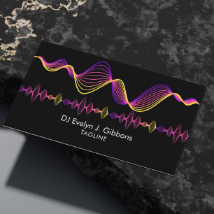 Colourful Sound Waves Dj Singer Songwriter Black  Business Card