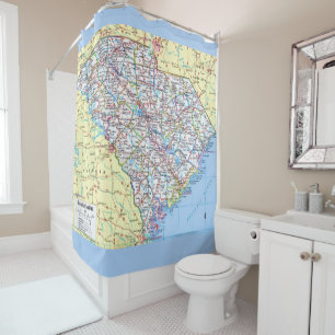 Colourful South Carolina Map Shower Curtain