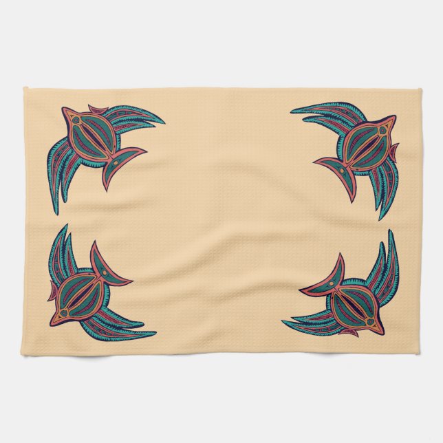 Colourful South Seas Art Kitchen Towel (Horizontal)