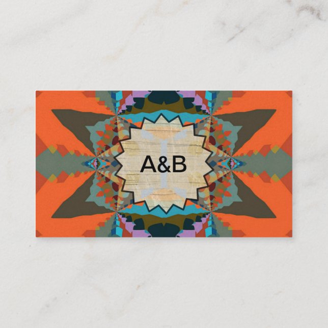Colourful South Western Geometric Pattern Business Card (Back)