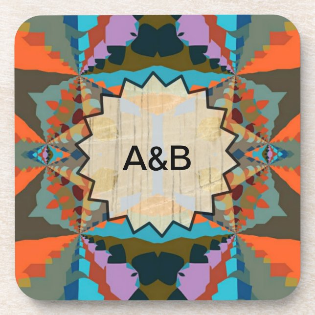 Colourful South Western Geometric Pattern Coaster (Front)