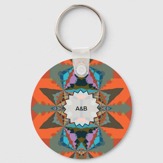 Colourful South Western Geometric Pattern Keychain (Front)