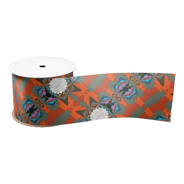 Colourful South Western Geometric Pattern Satin Ribbon (Spool)