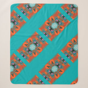 Colourful South Western Geometric Pattern Sherpa Blanket