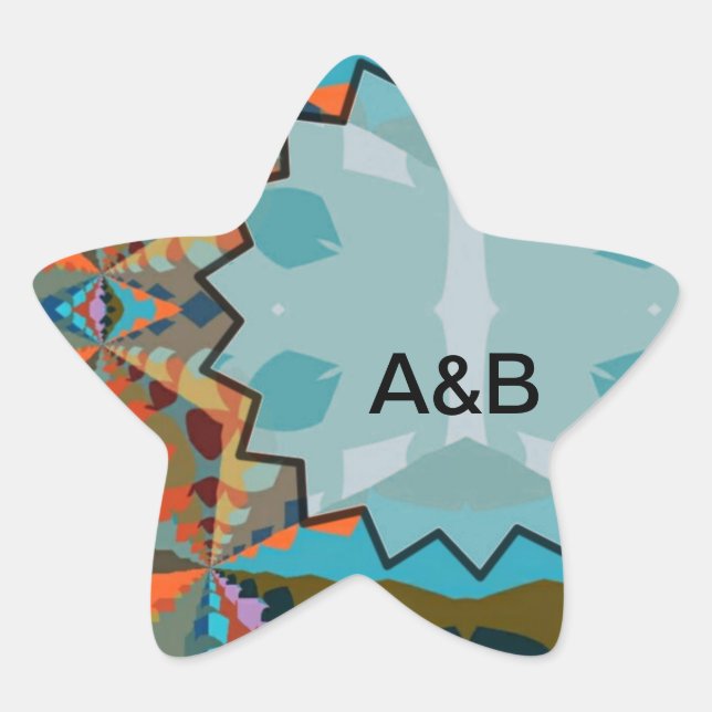 Colourful South Western Geometric Pattern Star Sticker (Front)