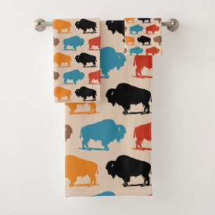 Colourful Southwestern Buffalo Pattern Bath Towel Set