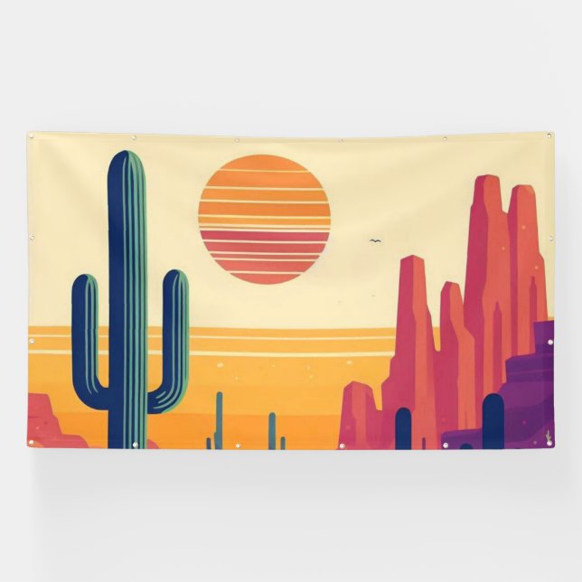 Colourful southwestern desert art banner (Horizontal)