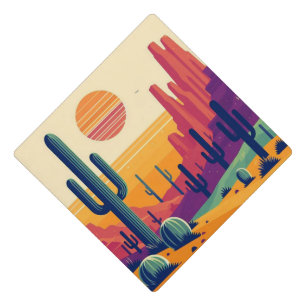 Colourful southwestern desert art graduation cap topper