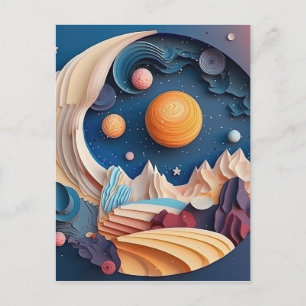 Colourful Space 3D Effect Background Postcard