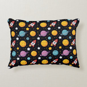 Colourful Space Adventure Accent Pillow