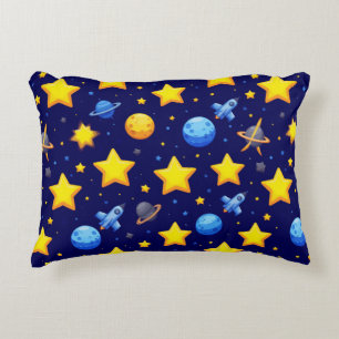Colourful Space Adventure Accent Pillow