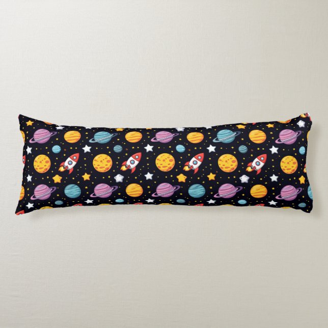 Colourful Space Adventure Body Pillow (Front)