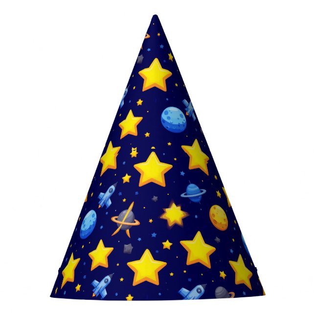 Colourful Space Adventure Party Hat (Front)