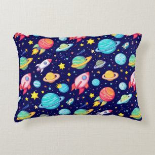 Colourful Space Cartoon Pattern Accent Pillow