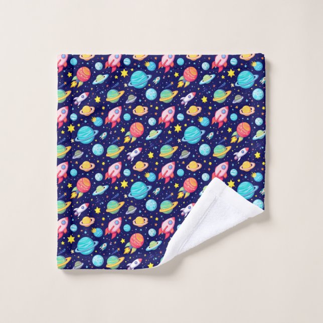 Colourful Space Cartoon Pattern Wash Cloth (Wash Cloth)
