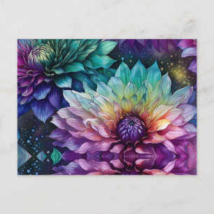 Colourful Space Dahlia Flower Postcard