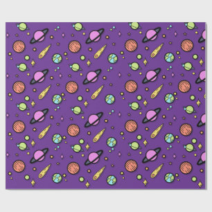 Colourful Space Doodle Wrapping Paper   Planets