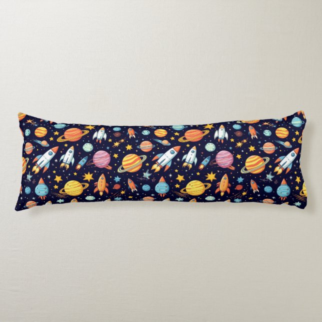 Colourful Space Exploration Pattern Body Pillow (Front)