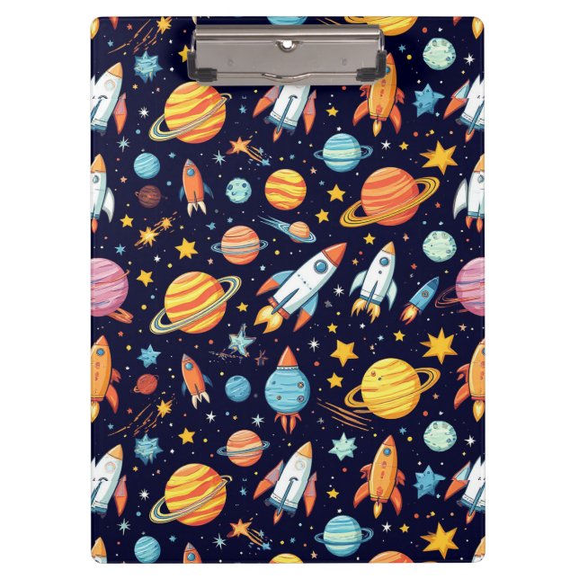 Colourful Space Exploration Pattern Clipboard (Front)