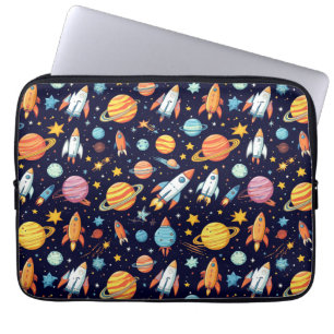 Colourful Space Exploration Pattern Laptop Sleeve