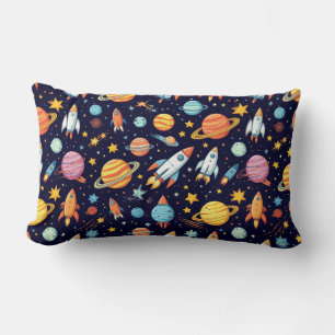 Colourful Space Exploration Pattern Lumbar Pillow