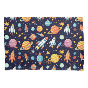 Colourful Space Exploration Pattern Pillowcase