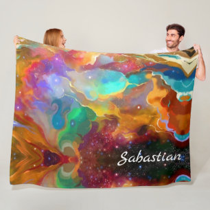Colourful Space Galaxy Nebula Personalized Fleece Blanket