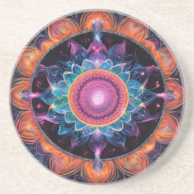 Colourful Space Mandala Coaster (Front)