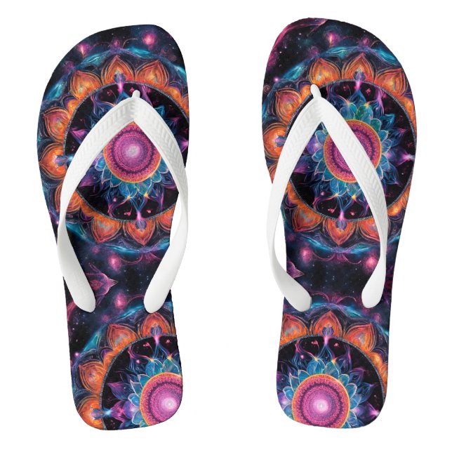 Colourful Space Mandala Flip Flops (Footbed)
