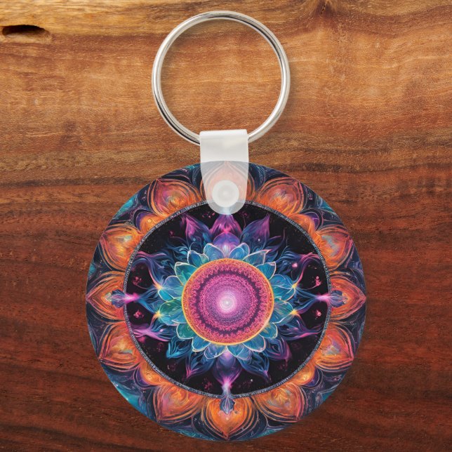 Colourful Space Mandala Keychain (Front)