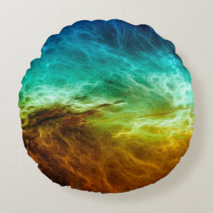Colourful space nebula background,abstract,astrono round pillow
