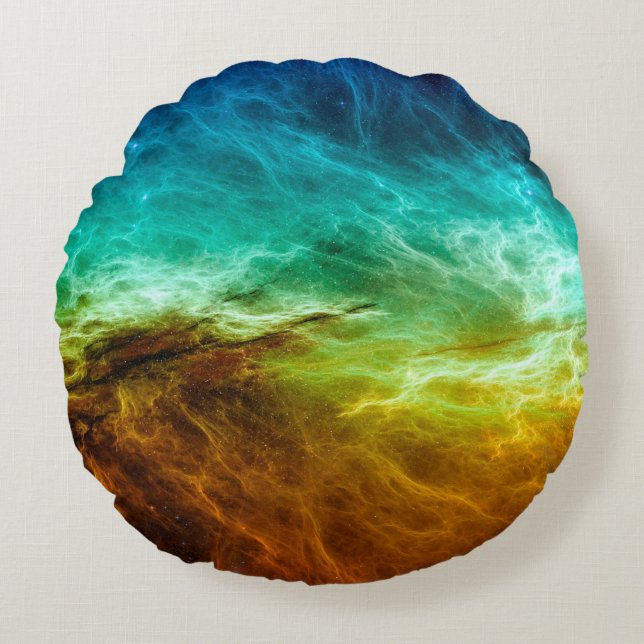 Colourful space nebula background,abstract,astrono round pillow (Front)