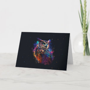 Colourful Space Owl            Card