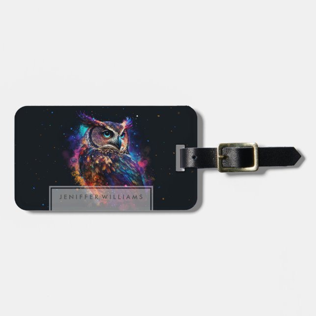 Colourful Space Owl            Luggage Tag (Front Horizontal)