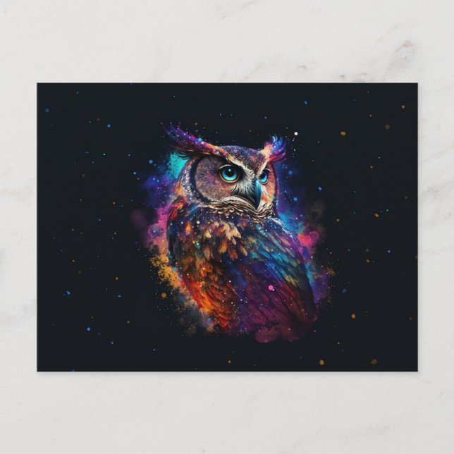 Colourful Space Owl                                Postcard (Front)